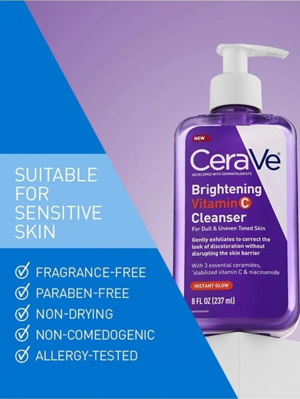 CERAVE 8oz Brightening Vitamin C Cleanser